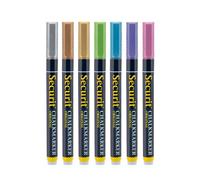SECURIT - Set de 7 Rotuladores de Tiza Líquida - Punta Fina 1-2 mm | Pizarra, Vidrio, Metal, Espejo - Metalizado Multicolor