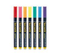 SECURIT - Set de 7 Rotuladores de Tiza Líquida - Punta Fina 1-2 mm | Pizarra, Vidrio, Metal, Espejo - Multicolores - Fácil de limpiar con un paño húmedo