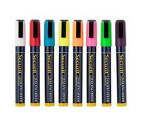 SECURIT - Set de 8 Rotuladores de Tiza Líquida - Para Superficies No Porosas (Pizarra, Vidrio, Metal, Espejo, etc.) - Punta Ancha 7-15 mm - Gama de 8 colores