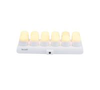 SECURIT - Set de Velas LED Recargables Amsterdam - Inalámbricas - Magnéticas - Para Bares, Cafés, Restaurantes - Blanco Cálido - 12 Velas, Mando a Distancia, Base, Cable de Carga Incluidos