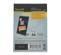 SECURIT - Soporte para carteles de Mesa Autoportante - Formato en L - Tamaño A6 - Bar, Restaurante, Cafetería, Tienda - Acrílico Transparente