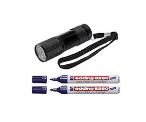 Securitas e-8280 - Rotulador UV (punta ojiva, 1,5-3 mm, incoloro + lámpara UV 9 LEDs)