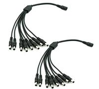 Security-01 2-Pack de 1 a 8 Way DC Cable divisor de alimentación 0,33 m / 30 cm tira de luces LED para cámaras CCTV DVR NVR Barrel Plug 5.5 * 2.1 mm