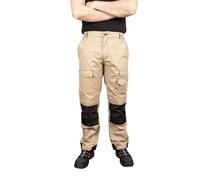 Security Lines Men's Highland Multibolsillos Work Pants Pantalones de Seguridad con Cremallera YKK Pantalones elásticos tamaño de Cintura - 34 a 60 (Beige/Negro, 44)