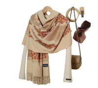 SECWL Bufanda de cachemira de invierno de lujo para mujer, diseño cálido, manta de pashmina, bufandas femeninas, chal grueso, Año 245-02, Sobredimensionado