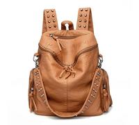 SECWL Mochila para Mujer, de Piel, Estilo Motero, con Remaches, Estilo Vintage, Suave, para el Hombro