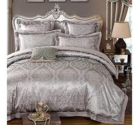Seda tamaño 100% Dudas nórdicas Conjuntos algodón Satinado satén Jacquard Juegos Ropa de 6pcs King Size Plateado Gris Rosa Cama Doble (d Reina)
