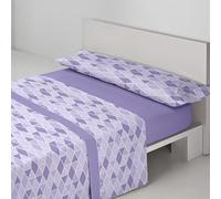 Sedalinne - Juego de Sabanas Termicas Sena 3 Piezas - Cama 90x190 cm - Tejido Térmico Pirineo Suave - Incluye Bajera Ajustable, Encimera y Funda de Almohada - Sábanas de Invierno - Morado