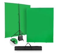 SEDGEWIN Fondo de pantalla verde con soporte de 5 x 6.5 pies, kit de telón de fondo de fotografía verde con soporte de fondo mejorado, soporte Chromakey para estudio fotográfico, transmisión, juegos