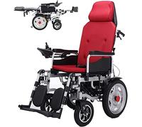Sedia A Rotelle Elettrica Pieghevole per Impieghi Pesanti con Poggiatesta Schienale E Pedale Regolabili, Joystick, Guidare con Energia Elettrica O Utilizzare Come Sedia A Rotelle Manuale,Red