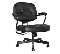 Sedia da ufficio per Computer con rotelle, schienale regolabile in Pelle PU, Comodo supporto lombare, adatta per camere da letto e studi domestici(Black)