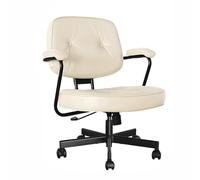 Sedia da ufficio per Computer con rotelle, schienale regolabile in Pelle PU, Comodo supporto lombare, adatta per camere da letto e studi domestici(White)