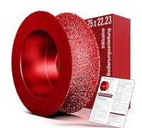 SEDION ® Fresa de diamante para bordes exteriores - Ø 75 mm x 22,23 x R10 para redondear baldosas duras granito etc - Fresa de radio compatible con amoladora angular Bosch Makita & u.v.m Flex