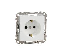 Sedna Design & Elements, conector 2P PE con obturador, terminales sin rosca, color blanco