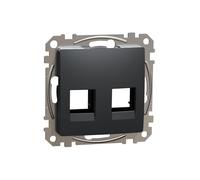 Sedna Design & Elements, placa central 2XRJ45 para cartuchos 5E 6 Utp Krone, Negro Antracita