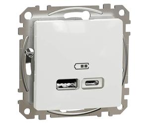 Sedna Design & Elements Toma USB Tipo A y C (Blanco, x 2, Plástico, Colocar)