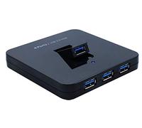 SEDNA - Hub USB 3.0 de 4 puertos, 1 puerto plegable vertical y puerto de carga BC 1.2, color negro