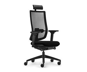 Sedus Se:do Pro Light, silla giratoria, membrana de red negra, poseedor deslizante, reposabrazos y respaldo ajustables, con soporte para el cuello, soporte lumbar, altura regulable 40-52 cm, soporta