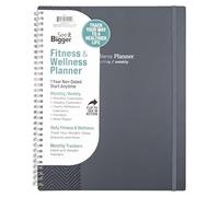 See It Bigger - Planificador de fitness y bienestar, organizador diario, semanal y mensual de 12 meses sin fecha, seguimiento del peso, sueño, ejercicio, hábitos y más, impresión grande, cuaderno