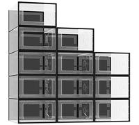 SEE SPRING Cajas de Zapatos Transparente Apilables Grande Set de 12 Cajas Negro