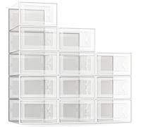 SEE SPRING Cajas de Zapatos Transparente Apilables Grande Set de 12 Cajas Transparent