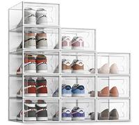 SEE SPRING Cajas para Zapatos Transparentes Apilables XX-Large Set de 12 Organizador Zapatos para Armario Cajas Almacenaje Plastico Zapatos, hasta Talla 46