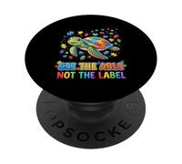 See The Capaz Not The Label Autism Turtle Awareness PopSockets PopGrip Adhesivo