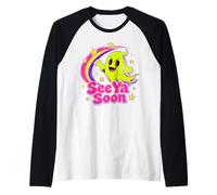 See Ya Soon Moon Cute Spooky Halloween Stars Kawaii Camiseta Manga Raglan