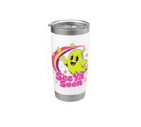 See Ya Soon Moon Cute Spooky Halloween Stars Kawaii Vaso térmico de acero inoxidable de doble pared