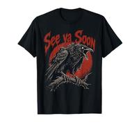 See Ya Soon Raven Crow Red Moon Halloween Horror Camiseta
