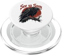 See Ya Soon Raven Crow Red Moon Halloween Horror PopSockets PopGrip para MagSafe