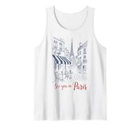 See You In Paris Romantic Eiffel Tower Café Camiseta sin Mangas