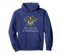 See You In Valhalla - Viking Norway Norse Mythological Sudadera con Capucha, Unisex para Adultos, Azul Marino, L