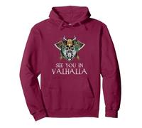 See You In Valhalla - Viking Norway Norse Mythological Sudadera con Capucha, Unisex para Adultos, Granate, XXL