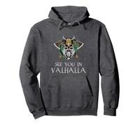 See You In Valhalla - Viking Norway Norse Mythological Sudadera con Capucha, Unisex para Adultos, Jaspeado Oscuro, M