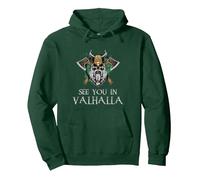 See You In Valhalla - Viking Norway Norse Mythological Sudadera con Capucha, Unisex para Adultos, Verde Bosque, XL