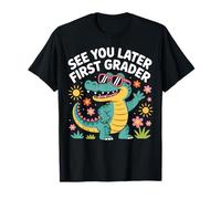 See You Later Primer Grado Lindo Cocodrilo Rosa Sombras Diseño Camiseta