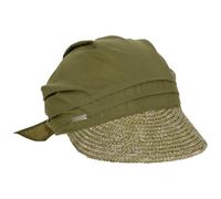 Seeberger Gorra con Visera Paja Ansali Mujer - bandana fular pañuelo visera, Verano primavera/verano - talla única verde oliva claro