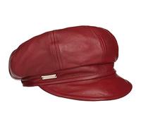 Seeberger Gorra Newsboy de Piel Mujer - Baker Boy con Visera, Forro Otoño Verano Primavera Invierno Verano/Invierno - L (58-59 cm) Rojo