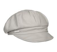 Seeberger Gorra Newsboy de Piel Mujer - Baker Boy con Visera, Forro Otoño Verano Primavera Invierno Verano/Invierno - M (56-57 cm) Gris Claro