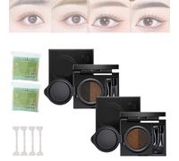 Seecion Crema Delineador De Ojos Y Cejas Con Sello, Con Brocha De Maquillaje De Doble Punta, Crema Delineador De Ojos Y Cejas 2 En 1 Con Sello, Kit De Crema De Cejas Impermeable for Maquillaje(01#+02#