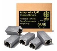 SEED Adaptador Extensión LAN RJ45 de Aluminio - Empalme Ethernet Hembra a Hembra Plug & Play sin Pérdida de Velocidad - Ideal para Hogar y Oficina - Packs 1/3/5 Uds - Packaging de Carton - Cat 7 (5)