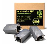 SEED Adaptador Extensión LAN RJ45 de Aluminio - Empalme Ethernet Hembra a Hembra Plug & Play sin Pérdida de Velocidad - Ideal para Hogar y Oficina - Packs 1/3/5 Uds - Packaging de Carton - Cat 7 (3)