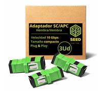 SEED Adaptador SC/APC Fibra Óptica Hembra-Hembra - Empalme Baja Pérdida - Extender FTTH y Mover el Router - Técnicos y Usuarios Avanzados - Packaging de Cartón - Extendedor Fibra Óptica SC/APC (3 Ud)