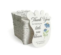 Seed Bloom 12 etiquetas de regalo en forma de huella azul con semillas de flores silvestres - Etiquetas de envoltura de regalo para baby showers, regalo del día de la madre, recuerdos de fiesta