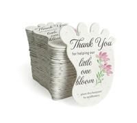 Seed Bloom 12 etiquetas de regalo en forma de huella rosa con semillas de flores silvestres - Etiquetas de envoltura de regalo para baby showers, regalo del día de la madre, recuerdos de fiesta