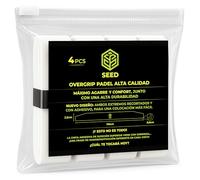 SEED Grip Padel Extra Adherente Nuevo Diseño - Overgrips Padel Blanco. Packs de 4/10/36 Uds - Overgrip Padel Alta Absorción. Cinta de Agarre Antideslizante. Grips Padel. Overgrips Padel Liso. (10 Ud)
