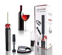 SEED Set Sacacorchos profesional 3 accesorios incluidos: aireador de vino + tapon extractor de aire + cortador precinto vino - sacacorchos vino - abridor botellas - sacacorchos aire presion (Set)