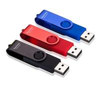 SeeDete Memoria USB de 64 GB, memoria USB, diseño giratorio, memoria con luz LED para almacenamiento externo y copia de seguridad de datos, unidad de salto, paquete de 3 unidades de 64 GB (3 colores
