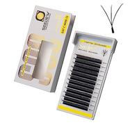 SEEDEW 3DD Extensiones de Pestañas, Consejos Dobles 0,07mm C Rizo Mezcla8-15mm 12 Filas/Bandeja, PBT Naturales Suaves Injerto Pestañas para Artistas Pestañas, Salón Belleza(3DD-0,07-C-MIX8-15mm-Negro)